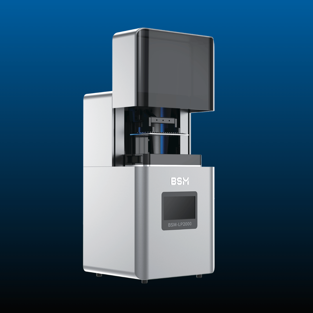 BSM CAD-CAM 3D Printer with blue background BSM CAD-CAM 3D Printer with blue background