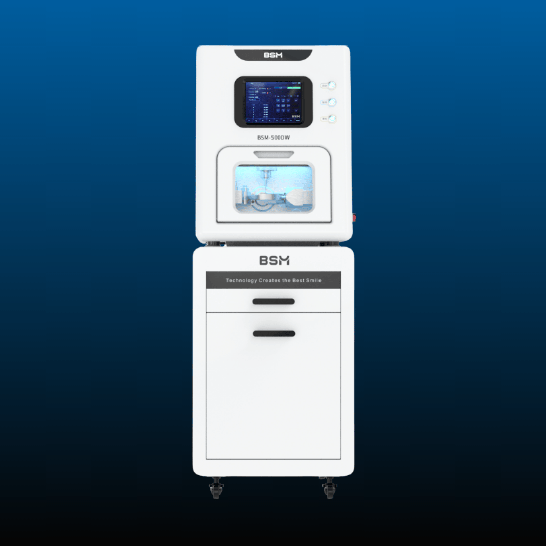 BSM CAD-CAM Milling Machine with blue background BSM CAD-CAM Milling Machine with blue background